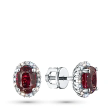 Пусеты из белого золота с рубинами и бриллиантами