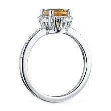 Кольцо из белого золота с цитрином и бриллиантами (изготовление)