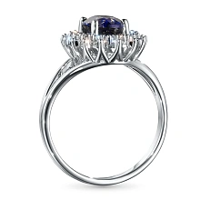 Кольцо из белого золота с сапфиром и бриллиантами