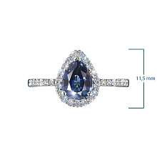 Кольцо из белого золота с сапфиром и бриллиантами