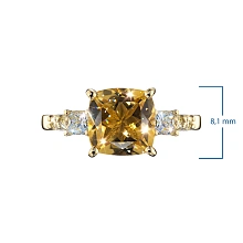 Кольцо из желтого золота с бриллиантами и цитрином