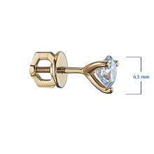 Пусеты из желтого золота с бриллиантом