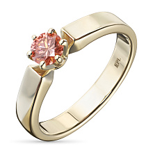 Классическое кольцо из желтого золота с бриллиантом выращенным