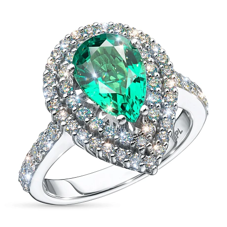 Кольцо из белого золота с изумрудом