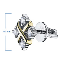 Пусеты из комбинированного золота с бриллиантами