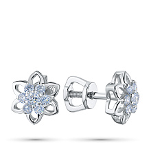 Пусеты из серебра c бриллиантами