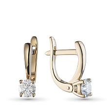 Серьги из желтого золота с бриллиантом