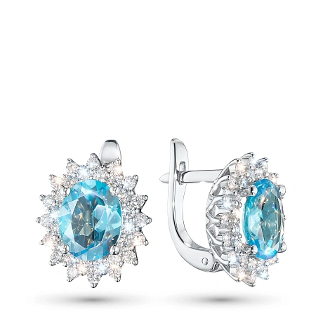 Серьги из белого золота с топазами