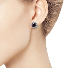 Пусеты из белого золота с гранатами и бриллиантами