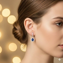 Серьги из белого золота с сапфирами и бриллиантами