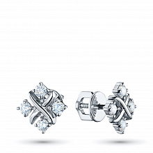 Пусеты из белого золота с бриллиантами (изготовление)