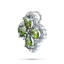 Подвеска из белого золота с хромдиопсидами и бриллиантами