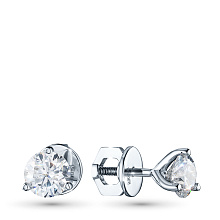 Пусеты из белого золота с бриллиантом