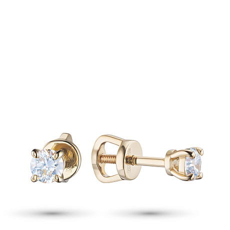 Пусеты из желтого золота с бриллиантами