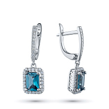 Серьги из белого золота с бриллиантами и топазами (изготовление)