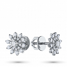 Пусеты из белого золота с бриллиантами (изготовление)