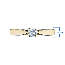 Классическое кольцо из желтого золота с бриллиантом