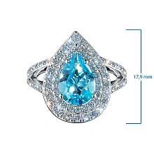 Кольцо из белого золота с топазом и бриллиантами