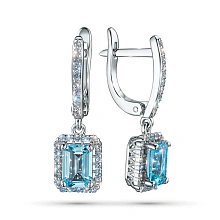 Серьги из белого золота с топазами и бриллиантами