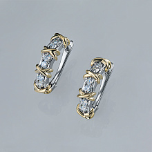 Серьги из комбинированного золота с бриллиантами