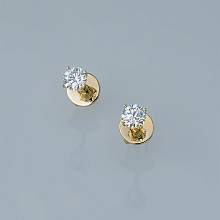 Пусеты из желтого золота с бриллиантом выращенным