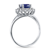 Кольцо из белого золота с сапфиром и бриллиантом (изготовление)