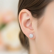 Пусеты из серебра c бриллиантами