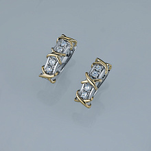 Серьги из комбинированного золота c бриллиантами