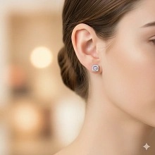 Пусеты из серебра c бриллиантами выращенными