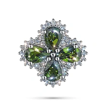 Подвеска из белого золота с хромдиопсидами и бриллиантами