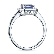 Кольцо из белого золота с танзанитом и бриллиантами