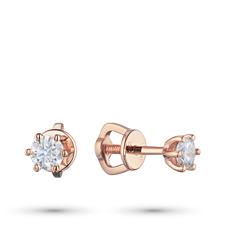 Пусеты из красного золота с бриллиантами