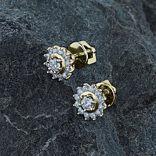 Пусеты из желтого золота с бриллиантами (изготовление)