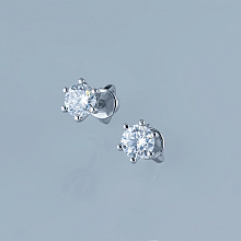 Пусеты из белого золота (изготовление) с бриллиантом