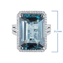 Кольцо из белого золота с бриллиантами и топазом (изготовление)