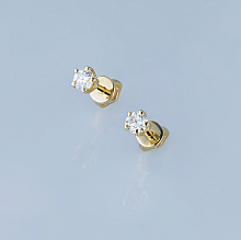 Пусеты из желтого золота с бриллиантами (изготовление)