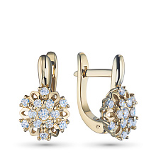 Серьги из желтого золота c бриллиантами выращенными