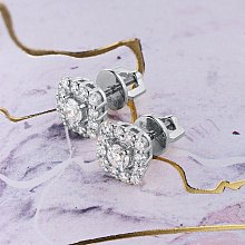 Пусеты из комбинированного золота с бриллиантами (изготовление)