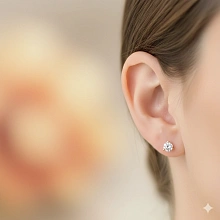 Пусеты из желтого золота с бриллиантом выращенным