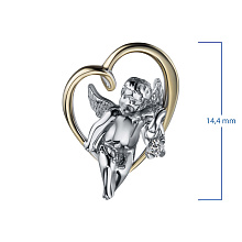 Подвеска из комбинированного золота с бриллиантом выращенным