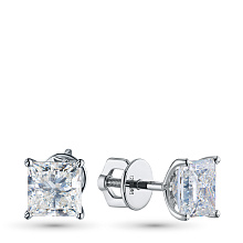 Пусеты из белого золота с бриллиантом