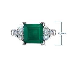 Кольцо из белого золота с агатом и бриллиантами