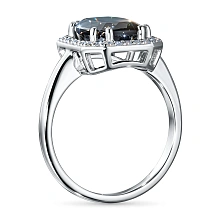 Кольцо из белого золота с хромдиопсидом и бриллиантами