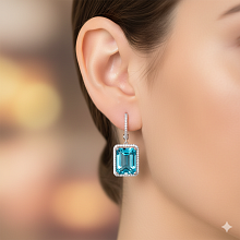 Серьги из белого золота с топазами и бриллиантами