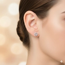 Пусеты из серебра c бриллиантами