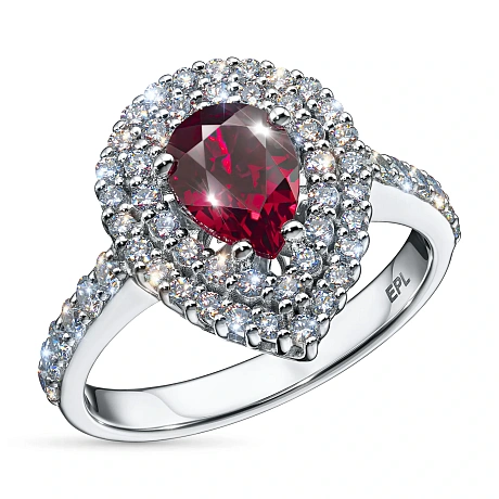 Кольцо из белого золота с рубином