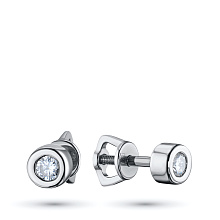 Пусеты из белого золота с бриллиантом