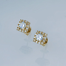 Пусеты из желтого золота c бриллиантами