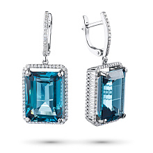 Серьги из белого золота с бриллиантами и топазами (изготовление)