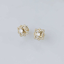 Пусеты из желтого золота с бриллиантами (изготовление)